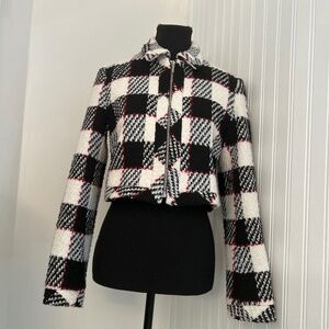 Tristan Wool Blend Plaid Cropped Business Casual Jacket